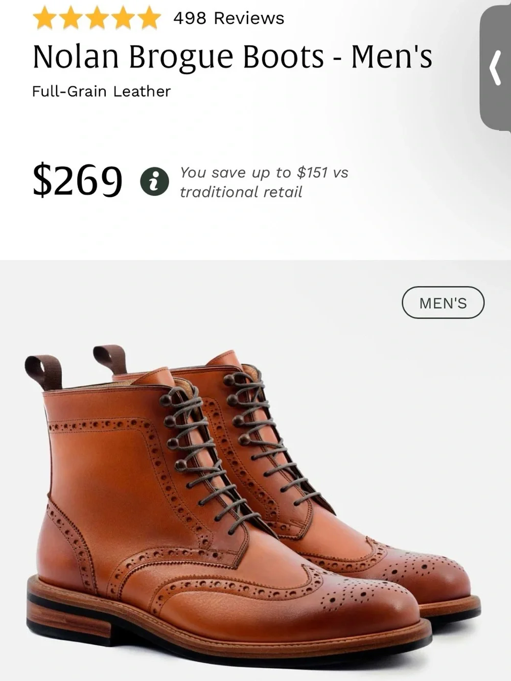 Beckett Simonon Men's “Nolan” Brogue Boots - Tan